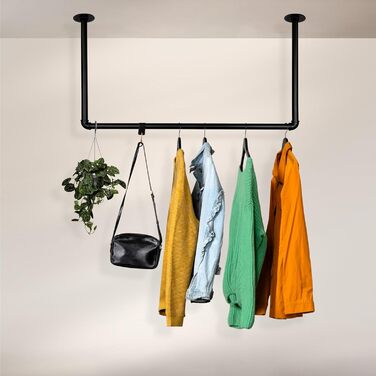 Clothes Rail Wardrobe Industrial Design for Ceiling | Width 70 cm x Height 50 cm | Ceiling Mounting | Clothes Rail | Dressing Room | Bedroom | Hallway | Walk-in Closet