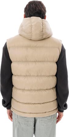 Чоловіча жилетка з пуховим наповнювачем – м'який матеріал, знімна капюшон (S, Бежевий)