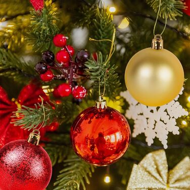 Набір прикрас на ялинку: новорічні кулі Рожево-золоті, 100 шт., різні розміри (3см, 4см, 6см), пластик