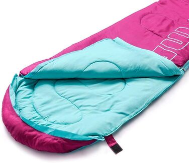 Дитячий спальний мішок Meteor Premium Kinder: літній, ультралегкий, для кемпінгу та відпочинку на природі. Кольори: темно-зелений/зелений, фуксія/м'ята.