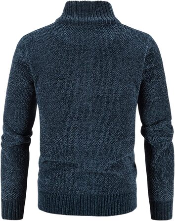 Чоловіча в'язана куртка на осінь, кардиган з кишенями та блискавкою, флісова куртка, куртка для активного відпочинку, спортивна куртка без капюшона, в'язаний світшот, зручна куртка для дому, тепла в'язана куртка (3XL, темно-синій)