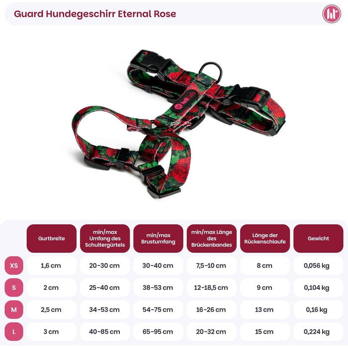 Шлейка для собак середніх порід | Не вбирає вологу | Регульована | З контролем | Легка класична шлейка | Dog Harness | Eternal Rose, M - виміряйте розмір собаки