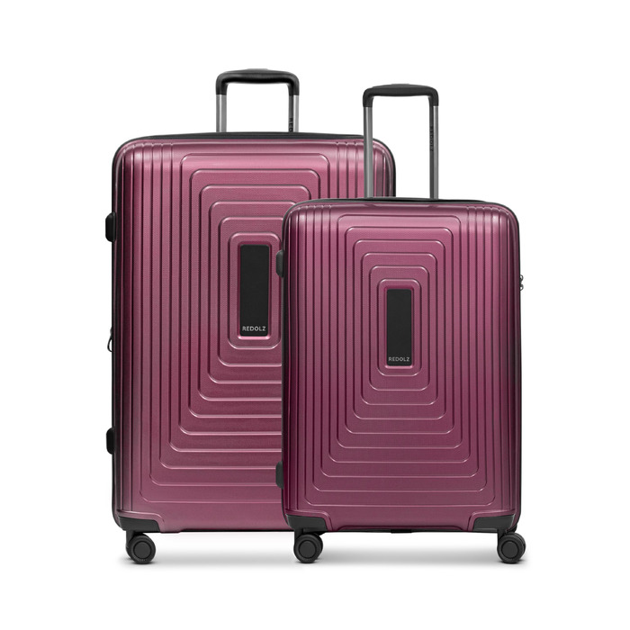 Набір пластикових валіз REDOLZ з б'юті-кейсом, 4 предмети, колір Aubergine Metallic