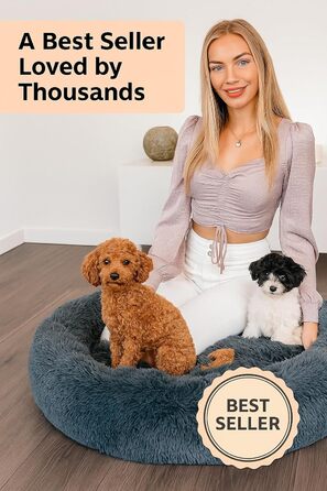 Кругле ліжко для собак та котів Flamingo, м'яке, з подушкою, діаметр 55 см, рожеве, 55x55x12 см