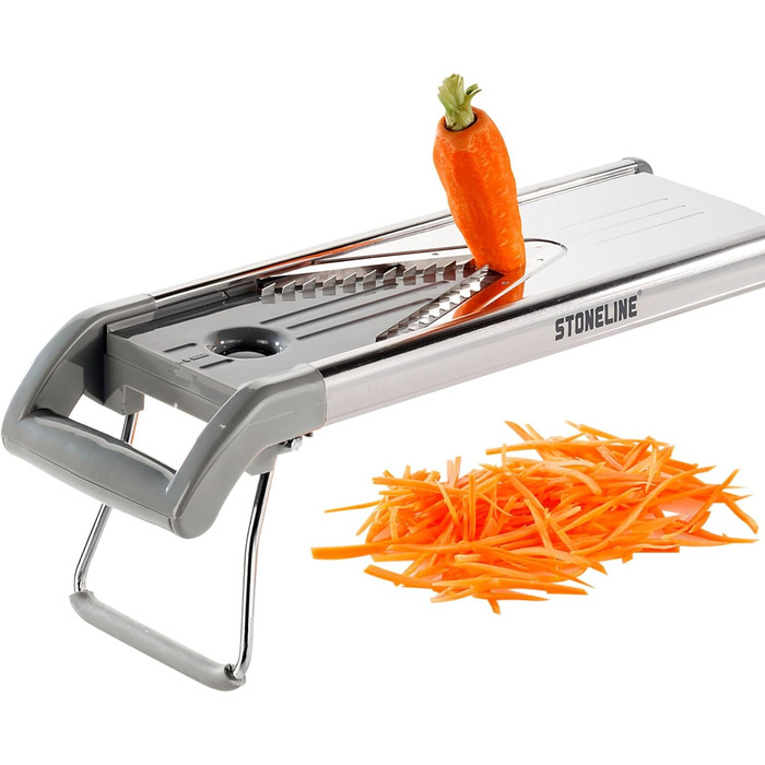 Набір для нарізки овочів STONELINE V - 9 предметів: для нарізки скибочками, соломкою, кубиками, спіралями. З нержавіючої сталі. Кухонний овочевий слайсер, тертак, спіралізатор, слайсер для картоплі фрі, сірий