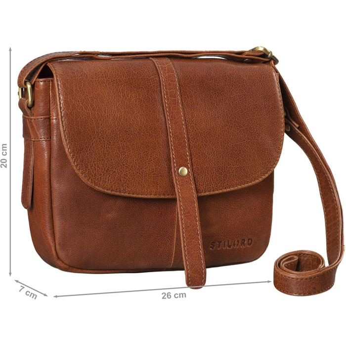Сумка жіноча STILORD Kira Leder Vintage коньячного кольору (коричневий) - маленька шкіряна сумка через плече для вечірок та відпочинку
