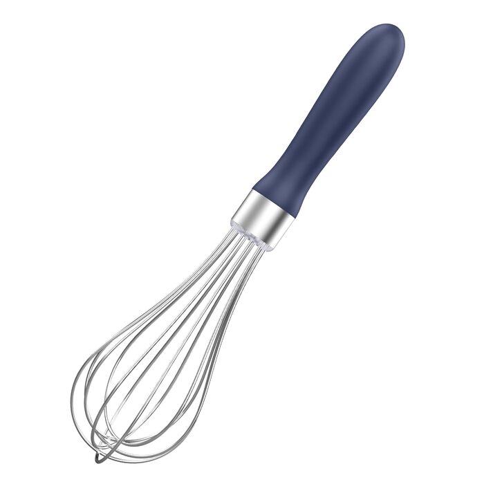 Віночок кухонний U-Taste 30 см з нержавіючої сталі 18/10, силіконовою ручкою, для збивання тіста та соусів, темно-синій