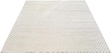 Килим Everest - сучасний короткий ворс для вітальні та спальні з ефектом висоти-глибини, 3D ефект, висока щільність ворсу та приємна м'якість, дизайн Panglao, кремовий (140 x 200 см)