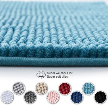 Килимок для ванної кімнати Decomira | Нековзкий | Набір | Килимок для ванни, килимок перед ванною | З м'якої тканини Chenille | 40x60 см (Турквіс, 50 x 80 см (2 шт))
