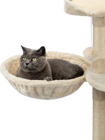 М'яка лежанка-гніздо для кота з плюшу, Ø 40 см, 25 см глибина, для котячого будиночку, з різьбленням M8, сталевий каркас, підходить для котів будь-якого розміру, бежевий колір