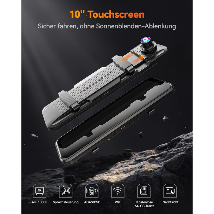 Відеореєстратор-дзеркало WOLFBOX M40 10