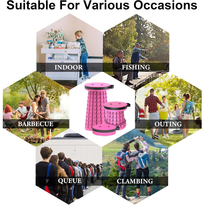 Тeleskopний складаний стільчик для кемпінгу, риболовлі, подорожей, барбекю та піших прогулянок. Міцний, витримує до 280 кг, з карабіном, колір: смарагдовий (26x26x46 см)