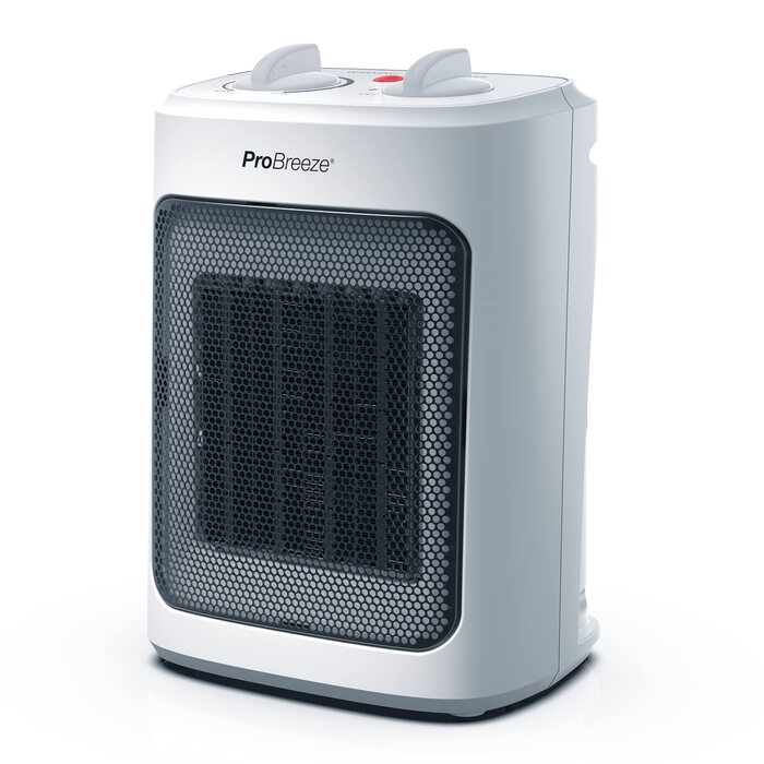 Керамічний обігрівач Pro Breeze 2000W з термостатом, електрична теплова гармата з 3 рівнями нагріву, захистом від перегріву та перекидання, білий