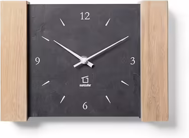 Wall Clock, Matterhorn, Wood, Oak, Light Stone, Slate, Radio-controlled Movement (Black/Limewashed Oak - Radio-controlled)
