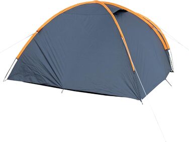 Намет кемпінговий Campingzelt 3-4 особи двошаровий сірий/помаранчевий з темним внутрішнім шаром, москітною сіткою, розтяжками та килимком для передпокою