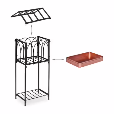 Relaxdays Metal Flower Shelf with Roof