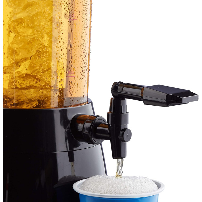 Диспенсер для пива Relaxdays з краником, 50 x 23 x 18 см, об'єм 2,5 л, прозорий, чорний, 2,5 літри