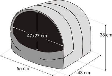 Будка для собак Будка-печера Будка-ліжко для собак Будка для котів Місце для сну L - 55x43 см Сірий