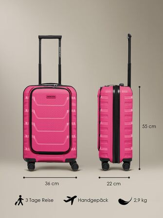 Набір валіз SMARTBOX Hartschalen 3 шт. з розширенням 3 см, з TSA-замком, з відділенням для ноутбука (Рожевий, S (55 см))