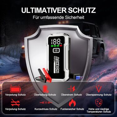 Powerbank для автомобіля Starthilfe 7000A 12V: Зарядний пристрій для авто з LED-ліхтариком, підходить для бензинових та дизельних двигунів до 10.0 л