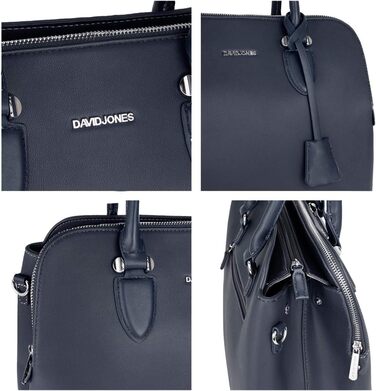 Сумка жіноча David Jones елегантна шопер (tote bag) з PU шкіри, темно-синя. Сумка через плече, багато відділень для роботи та повсякдення