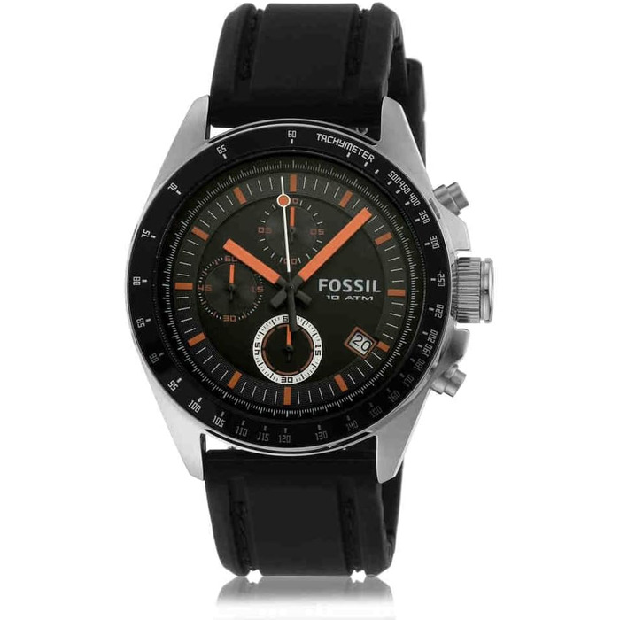 Годинник Fossil Decker для чоловіків, кварцовий хронограф з шкіряним ремінцем (чорний та сірий)