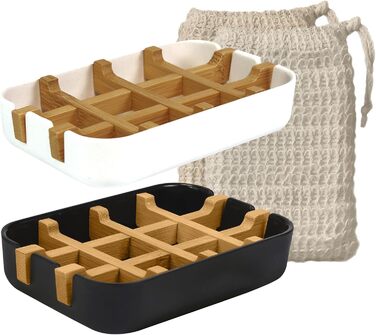 Набір для миття рук: мильниця з бамбука та кукурудзяного крохмалю + 2 мішечки для мила