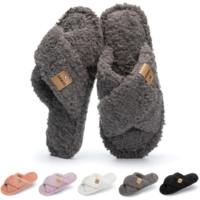 Жіночі домашні тапочки з Memory Foam - зручні та стильні домашні капці для спальні, відкриті, з перехресними ремінцями, неслизька підошва, для дому/на вулицю, трендові шльопанці як стильний подарунок для жінок, мами, дружини, білі (сірі), 42/43 EU