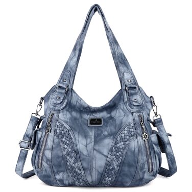 Сумка жіноча AngelKiss через плече, водонепроникна PU шкіра, блакитна - багатофункціональна сумка-месенджер