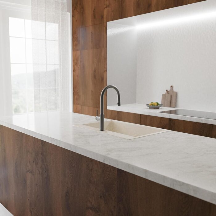 Кухонний змішувач SCHÜTTE 79562 Blackpool з висувною лійкою, 360° поворот, однорідний змішувач, для мийки, графітовий колір