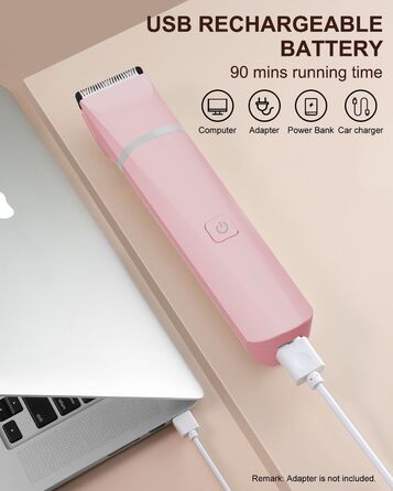 Електричний жіночий триммер для інтимної зони, рожевий. Бездротовий, водонепроникний для сухого та вологого гоління