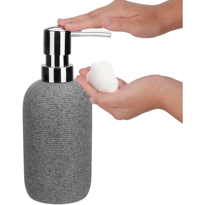 Набір аксесуарів для ванної кімнати з штучного каменю, 5 предметів: диспенсер для лосьйону, мильниця, тримач для зубних щіток, попільничка, тримач для ватних паличок, сучасний декор для ванної кімнати (сірий)