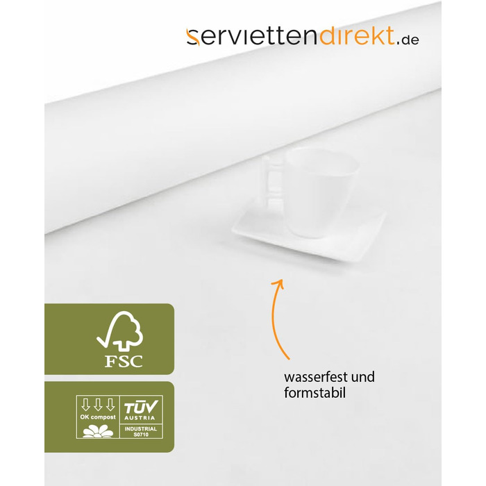 serviettendirekt.de EVERYTHING FOR THE LAID TABLE Airlaid Tablecloth Roll, 118 cm x 25 m 1 piece/roll Roll goods Tablecloth Table linen Meterware on a roll (White)