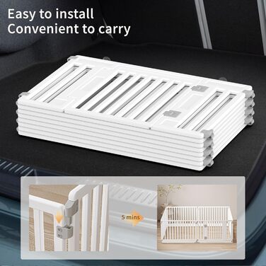 Вольєр для цуценят Gupamiga, розкладний вольєр для собак з дверцятами, білий (178x178 см), 8 шт.