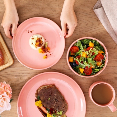 Порцеляновий обідній сервіз на 12 осіб, 48 предметів, рожевий, вінтажний стиль