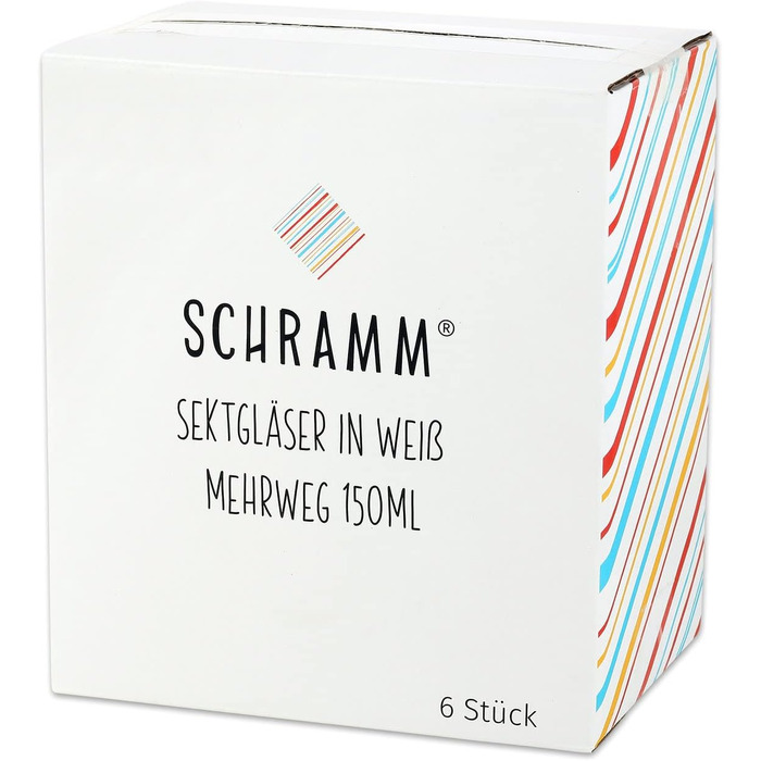 Schramm® Reusable Champagne Flutes in white, available in sets of 6, 12, 24, or 48 pieces. 150 ml capacity. Champagne glasses, sparkling wine flutes, sparkling wine goblets, stemware. Champagne glasses, capacity: 6 pieces