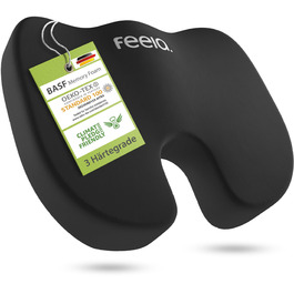 Подушка ортопедична автомобільна Feela® (Medium) – підтримка спини та куприка, 3 ступені жорсткості, чорна (60-80 кг)