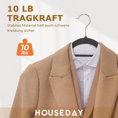 В'язки для одягу HOUSE DAY, 30 шт., преміум-якість, велюрові, обертаються на 360°, для сорочок, костюмів, светрів, штанів (Чорний, 60 шт.)