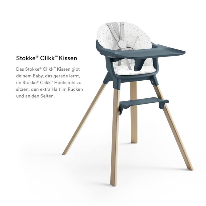 Стілець для годування Stokke Clikk Blueberry Boat з підносом і ременем безпеки, ергономічний, легкий, для дітей 6-36 місяців до 15 кг
