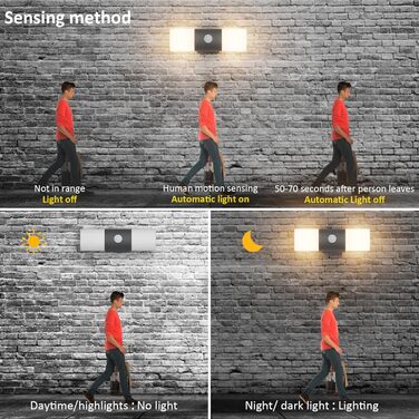 Klighten Wall Lights E27 Outdoor/Indoor, 2-Light Up and Down Outdoor Lamp, Outdoor Light Fixture, IP54 Outdoor Lamp, Aluminum Modern Outdoor Wall Lamp, Wall Lamp for Entrance Terrace, without Bulb (Dark Grey, with Motion Sensor)