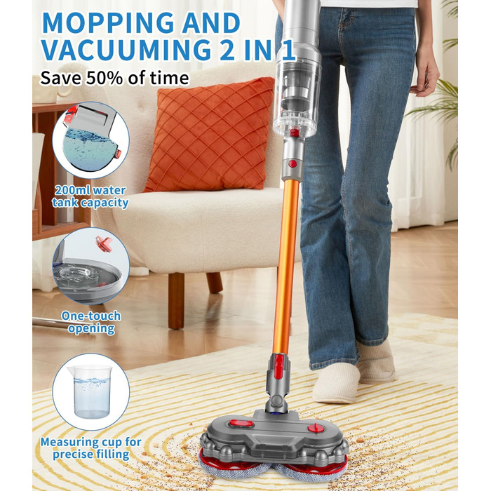 Насадка для миття підлоги Dyson V7/V8/V10/V11/V15, замінні частини, електричний мийник з баком, контейнер та 6 насадок