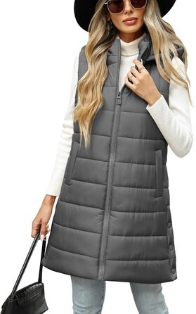 Жіночий пуховик Yuongirl, довгий, з капюшоном, легкий, теплий, для осені/зими (сірий, XL)