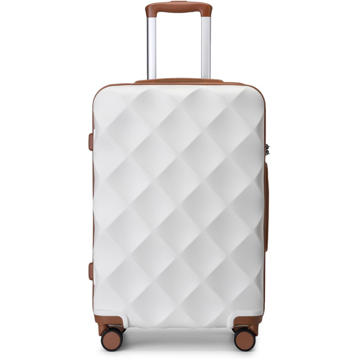 Чемодан British Traveller Mittelgroßer, 64x43x26.5 см, ABS+PC, TSA-замок, 4 колеса, кремовий (64 см, 57 л)