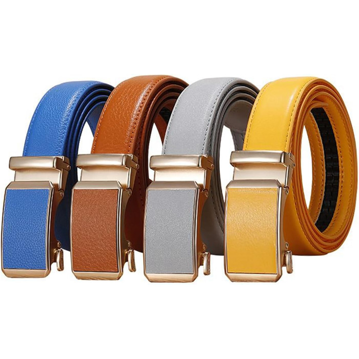 Чоловічий/Жіночий шкіряний ремінь, повсякденний, регульований, автоматична пряжка, ширина 3,0 см, кольоровий декоративний ремінь білий 125x3 см