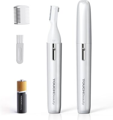 TOUCHBeauty AG-1658W: Професійний тример для тіла та обличчя - триммер для носа, брів, вух та обличчя (білий, срібний)