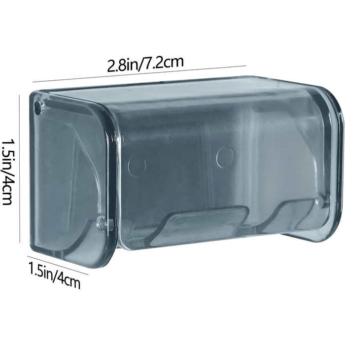 Wall-Mounted Toothbrush Holder, 2 Compartments, Bathroom, Shower, Dorm, Closet Organizer, Transparent, 2 Pack