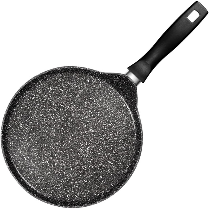 STONELINE Back to Nature Crepe Pan Induction 25 cm, Omelette pan coated with real stone particles, Pancake/Pancake pan non-stick, Fat-free frying, All stovetops, (Grey)