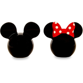 Disney Mickey and Minnie Mouse Ceramic Salt and Pepper Shakers, 2-Piece Set | Spice Dispenser Storage Jars