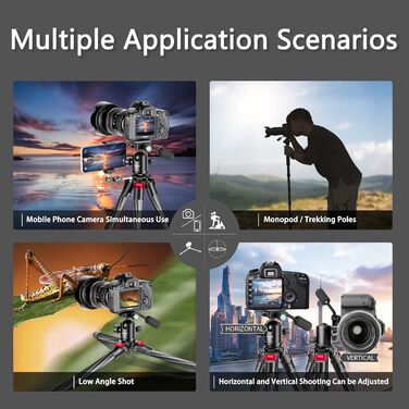 Штатив Manbily 63' з вуглецевого волокна з кульковою головкою 360° - монопод для подорожей, знімний хват, швидка пластина - штатив для DSLR Canon Nikon Sony YF-0 з хватом