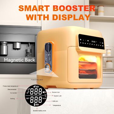 Бездротовий термометр для м'яса, цифровий кухонний термометр з бездротовим зондом, дальність 152 м, термометр для їжі, сумісність з iOS & Android, попередньо запрограмовані температури для гриля, духовки